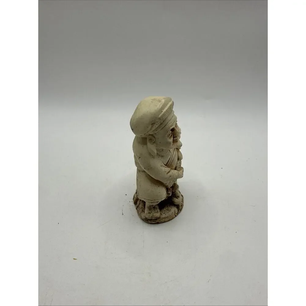 VINTAGE CARVED ANTIQUE OLD MAN SOAPSTONE STANDING FIGURE SCALPTURE STATUE *